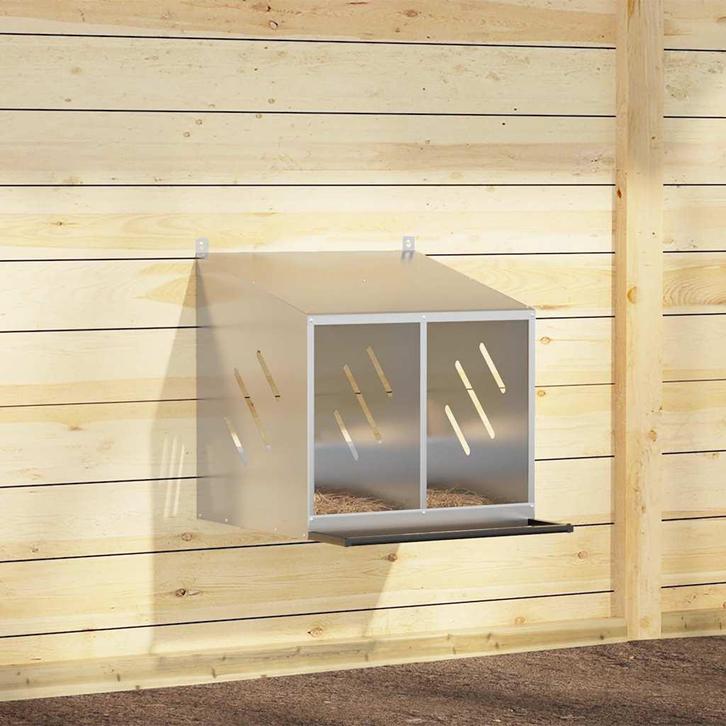 vidaXL Kippennestkast met 2 vakken gegalvaniseerd metaal, Dieren en Toebehoren, Knaagdieren en Konijnen | Hokken en Kooien, Nieuw