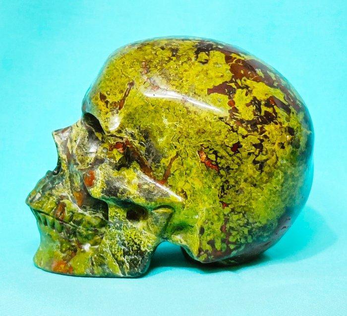 Handgesneden beeldhouwwerk van een menselijk schedel., Collections, Minéraux & Fossiles