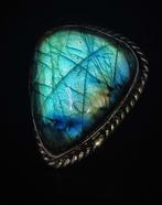 Prachtige Labradoriet 925 zilveren ring Gratis verzending -