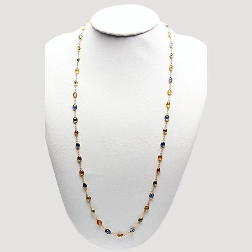 Collier - 14 carats Or jaune Saphir, Handtassen en Accessoires, Kettingen