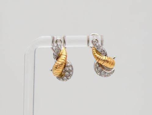 Boucles doreilles - 18 carats Or blanc, Or jaune Diamant, Handtassen en Accessoires, Oorbellen