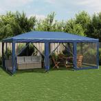 vidaXL Partytent met 10 mesh zijwanden 6x4 m HDPE blauw, Tuin en Terras, Verzenden, Nieuw