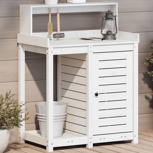 vidaXL Oppottafel met schappen 82,5x50x109,5 cm massief, Tuin en Terras, Bloembakken en Plantenbakken, Nieuw, Verzenden