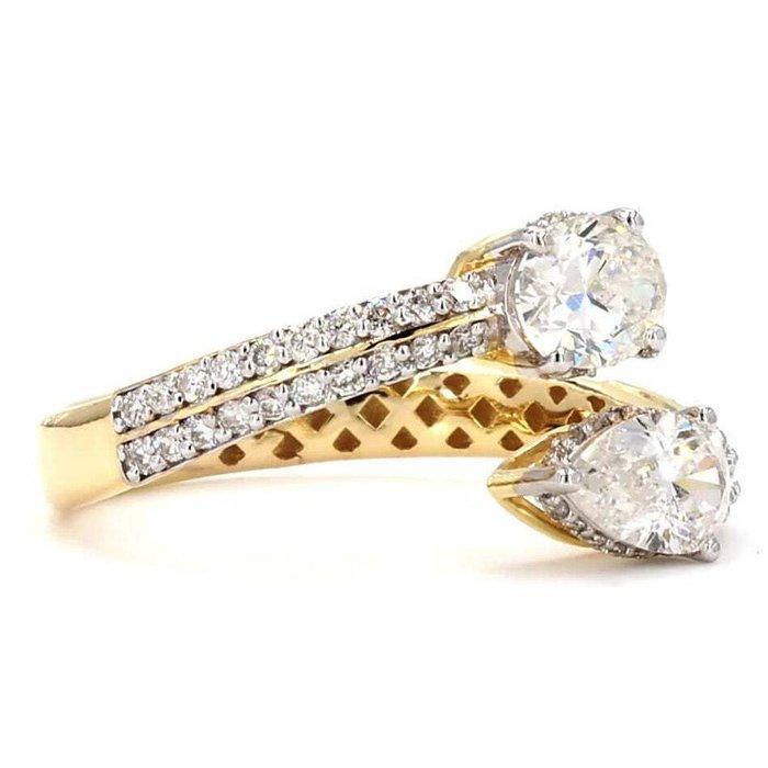 Trouwring - 14 karaat Geel goud - 1.26ct. tw. Diamant, Handtassen en Accessoires, Antieke sieraden