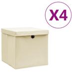vidaXL Opbergboxen met deksel 4 st 28x28x28 cm crèmekleurig, Verzenden, Nieuw