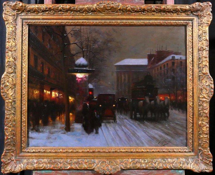 Fausto Giusto (1867-1941) - Paris, Boulevard de la, Antiek en Kunst, Kunst | Schilderijen | Klassiek