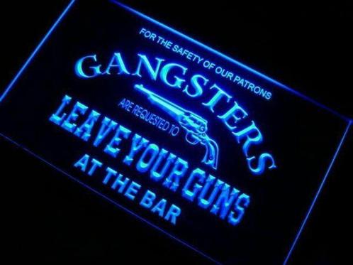 Gangsters leave neon bord lamp LED cafe verlichting reclame, Maison & Meubles, Lampes | Autre, Envoi