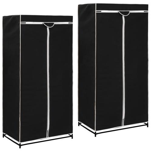 vidaXL Kledingkasten 2 st 75x50x160 cm zwart, Huis en Inrichting, Kasten | Kleerkasten, Nieuw, Verzenden