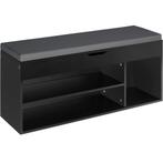 tectake Schoenenkast Natalya met zitkussen 104x30x49cm - zwa, Huis en Inrichting, Kasten | Schoenenkasten, Verzenden, Nieuw