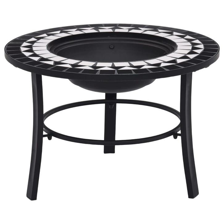 vidaXL Vuurschaal mozaïek 68 cm keramiek zwart en wit, Huis en Inrichting, Haarden, Nieuw, Verzenden