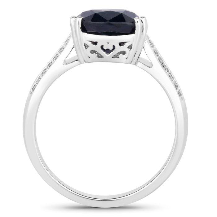 Ring - 14 karaat Witgoud - 4.33ct. tw. Saffier - Diamant, Handtassen en Accessoires, Ringen