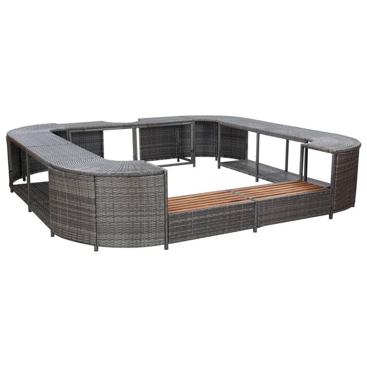 vidaXL Spa-ombouw vierkant 268x268x55 cm poly rattan grijs, Jardin & Terrasse, Piscines, Envoi