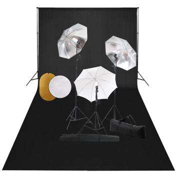 vidaXL Fotostudioset met lampen, paraplus, achtergrond en, Verzenden