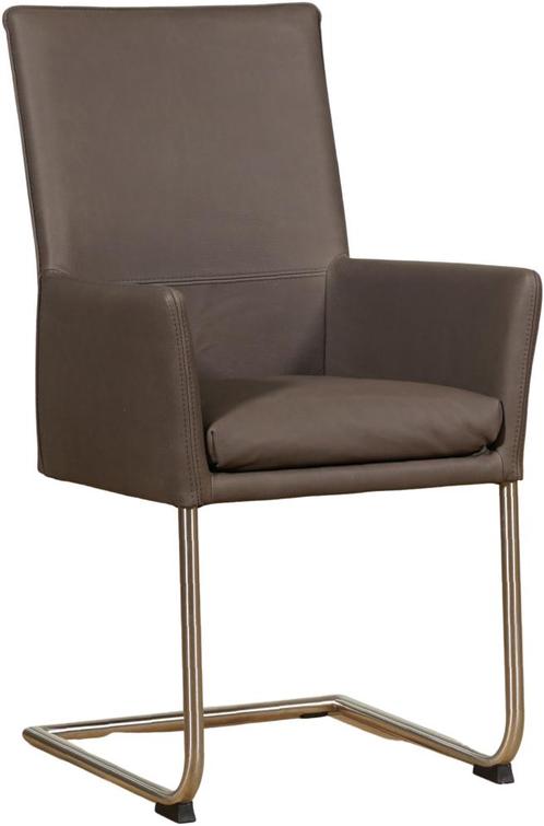 Leren eetkamerstoel - met armleuning en sledepoot rond -, Huis en Inrichting, Stoelen, Overige kleuren, Eén, Nieuw, Leer, Ophalen of Verzenden