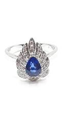 Ring - 18 karaat Witgoud -  1.15ct. tw. Saffier - Diamant -, Handtassen en Accessoires, Nieuw