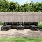 vidaXL 10-delige Loungeset met kussens staal, Tuin en Terras, Tuinsets en Loungesets, Verzenden, Nieuw, Loungeset