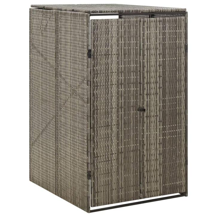 vidaXL Containerberging enkel 70x80x117 cm poly rattan grijs, Doe-het-zelf en Bouw, Containers, Verzenden