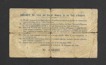 Andorre. - 10 Pesetas - 1936 - Pick 9 beschikbaar voor biedingen