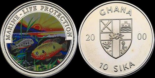 2000 Ghana 10 sika 1997 Marine-life protection koper-nikkel, Postzegels en Munten, Munten | Amerika, Verzenden