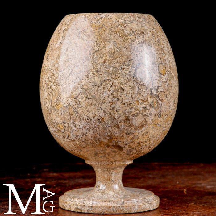 Fossiel sediment Grote ornamentale beker van fossielmarmer -, Verzamelen, Mineralen en Fossielen