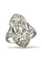 Bague - 18 carats Or blanc, Bague Art Déco en or blanc 18K, Nieuw