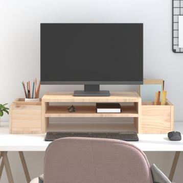 vidaXL Monitorstandaard 70x27,5x15 cm massief grenenhout, Verzenden