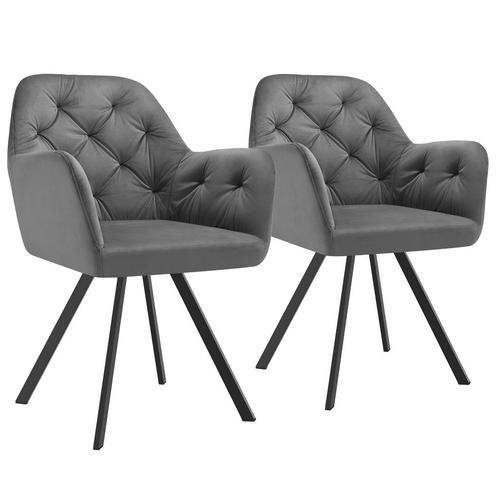 tectake Fluwelen draaistoel Lucia, gestoffeerd - antraciet,, Huis en Inrichting, Stoelen, Verzenden