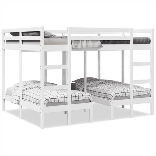 vidaXL Stapelbed 3-voudig grenenhout wit 160x200/80x160 cm, Huis en Inrichting, Slaapkamer | Bedden, Nieuw, Verzenden