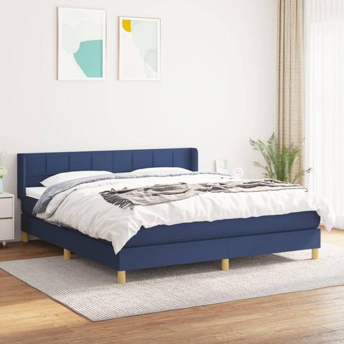 vidaXL Boxspring met matras stof blauw 160x200 cm, Maison & Meubles, Chambre à coucher | Lits, Envoi