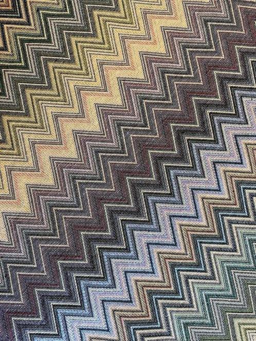 Tissu damassé zigzag multicolore pastel - Textile - 2.8 m -, Antiek en Kunst, Antiek | Tapijten, Tafelkleden en Textiel