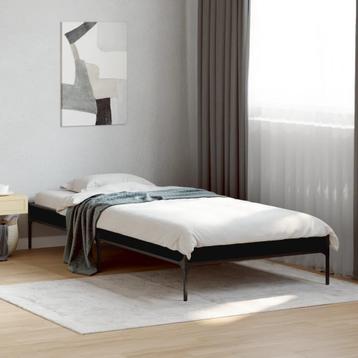 vidaXL Bedframe bewerkt hout en metaal zwart 90x200 cm, Huis en Inrichting, Verzenden, Nieuw