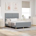 vidaXL Bedframe met hoofdeinde Lichtgrijs 140 x 190 cm Stof, Verzenden, Nieuw