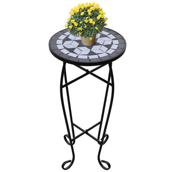 vidaXL Bijzeltafel mozaïek zwart en wit, Tuin en Terras, Bloembakken en Plantenbakken, Nieuw, Verzenden