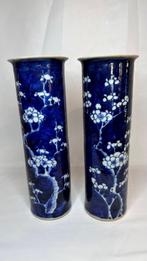 Paar vazen van blauw en wit porselein - China - Qing, Antiquités & Art