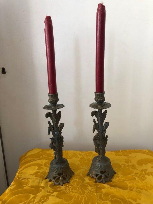 Kaarsenhouder (2) - Legering, Een prachtig paar kandelaren, Antiek en Kunst, Curiosa en Brocante