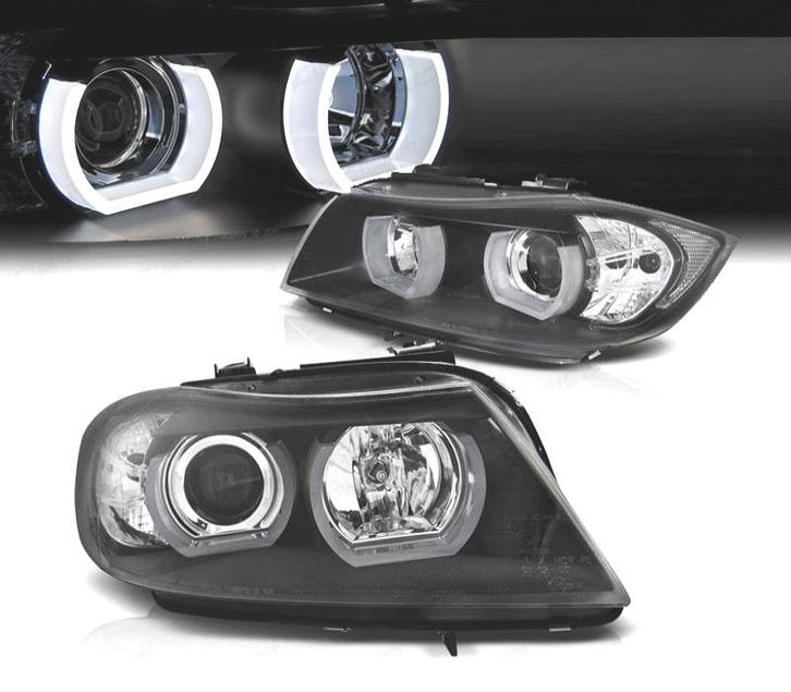 PHARES BMW E90 E91 05-08 ANGEL EYES LED 3D FOND NOIR, Auto-onderdelen, Verlichting, Verzenden