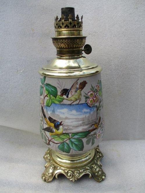 Petroleumlamp - Gepaneerde keramiek en brons rond 1880, Antiek en Kunst, Antiek | Overige Antiek