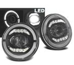PHARES POUR JEEP WRANGLER 96-18 ANGEL EYES FULL LED NOIR, Auto-onderdelen, Verzenden, Nieuw