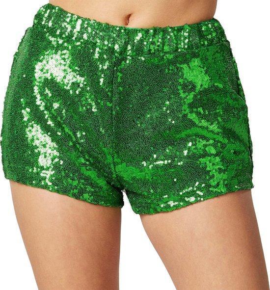 2dekans | Dressforfun Pailletten-short groen XXL -, Kleding | Dames, Broeken en Pantalons, Ophalen of Verzenden