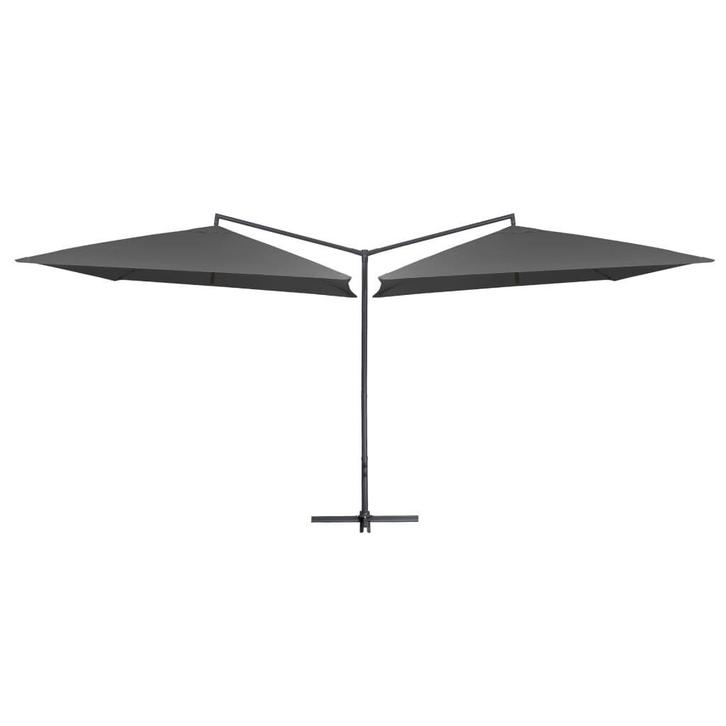 Dubbele Parasol Antraciet | Tweede Kansje | OP = OP, Tuin en Terras, Parasols, 2 tot 3 meter, Nieuw, Stokparasol, Verzenden
