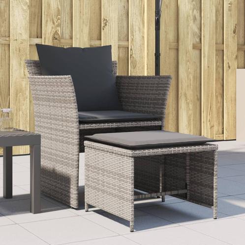 vidaXL Chaise de jardin avec tabouret gris résine, Jardin & Terrasse, Ensembles de jardin, Neuf, Envoi