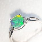 Ring - 14 karaat Witgoud Opaal - Diamant