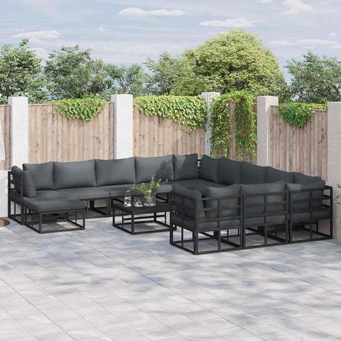 vidaXL Tuinbank Set 13 pcs Zwart Aluminium, Tuin en Terras, Tuinsets en Loungesets, Nieuw, Verzenden