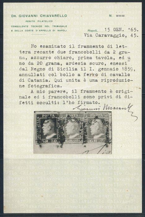 Italiaanse oude staten - Sicilië - 20 gr. donker arduin + 2, Postzegels en Munten, Postzegels | Europa | Italië