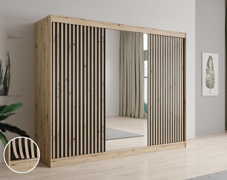 Kledingkast Eiken Zwart 250x62x200 Garderobekast, Huis en Inrichting, Kasten | Overige, Nieuw, Verzenden