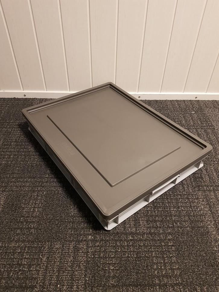 Kunststof bak 800x600x120mm grijs met oplegdeksel, Bricolage & Construction, Casiers & Boîtes, Enlèvement ou Envoi