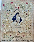 Antiek borduurwerk ingelijst onder glas - Madonna met Kind -