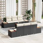 vidaXL Tuinbank Set met kussen met opslag 7 pcs Zwart Poly, Verzenden, Nieuw