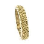Gouden fantasie schakel armband | 19 cm (vintage sieraad), Handtassen en Accessoires, Armbanden, Ophalen of Verzenden, Gebruikt
