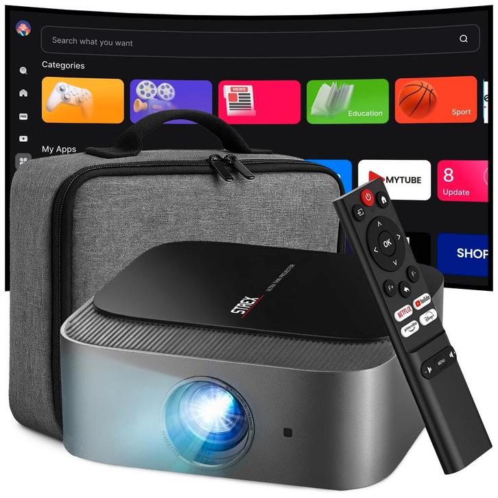 Strex Beamer - Smart 1080P Full HD Projector - 4K, Audio, Tv en Foto, Beamers, Verzenden